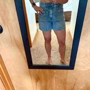 Faherty Terry Patch Pocket High-Rise Denim Shorts